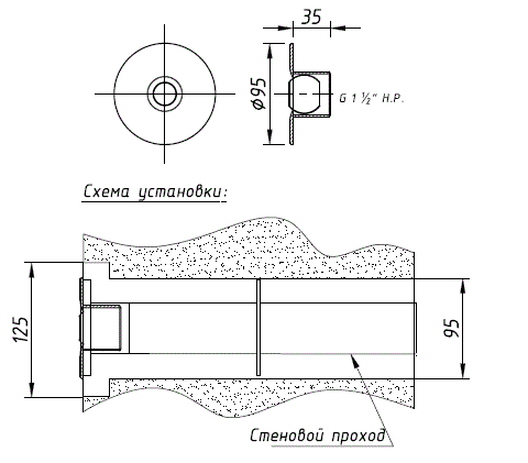 ФОРСУНКА стеновая стандарт - схема установки